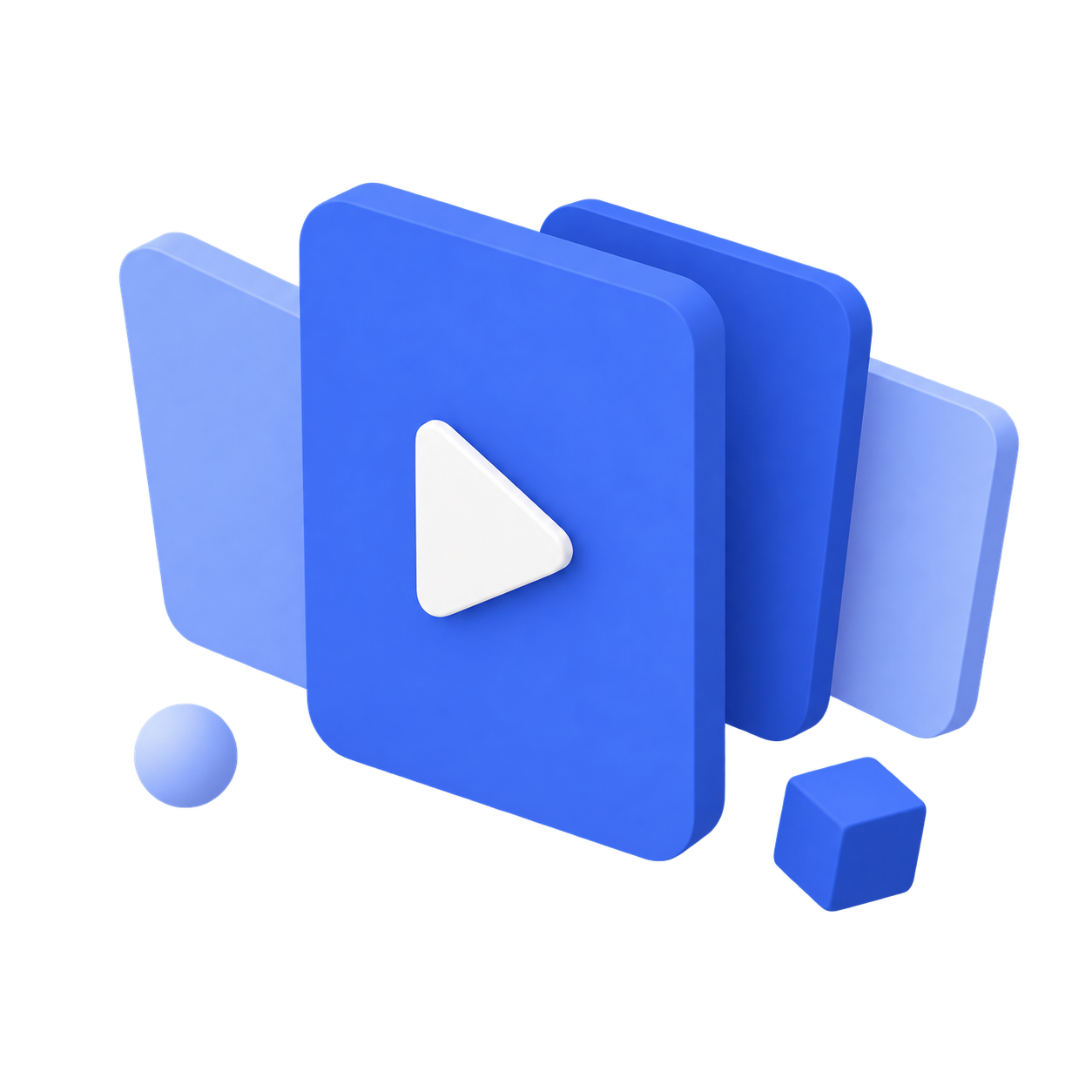 Blue video panels illustrating one piece of content becoming several clips